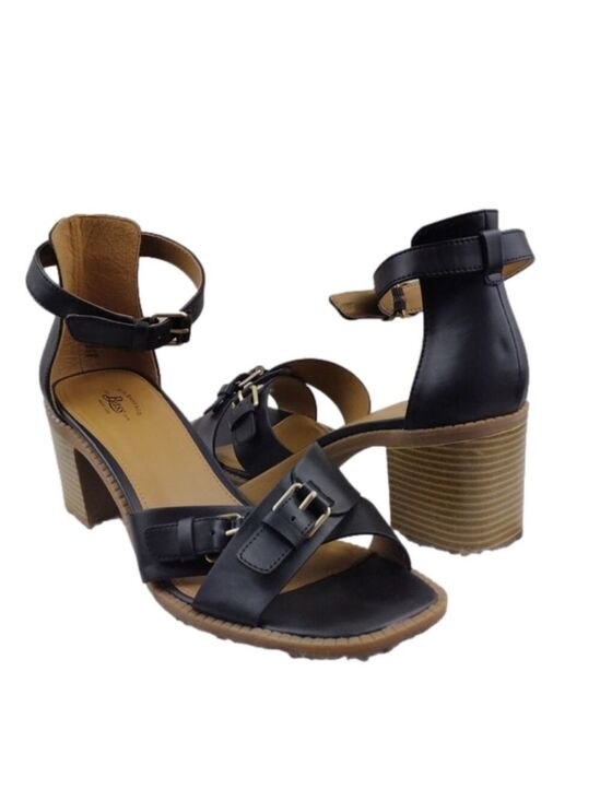 G.H. Bass & Co. Shoes - G.H. Bass & Co. Penelope Black Open Toe Ankle Strap Block High Heel Sandal Shoe